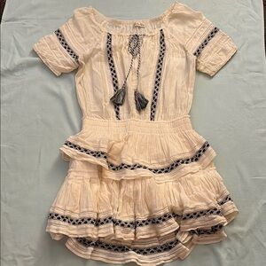 LoveShackFancy Cream and Black Ruffle Dress